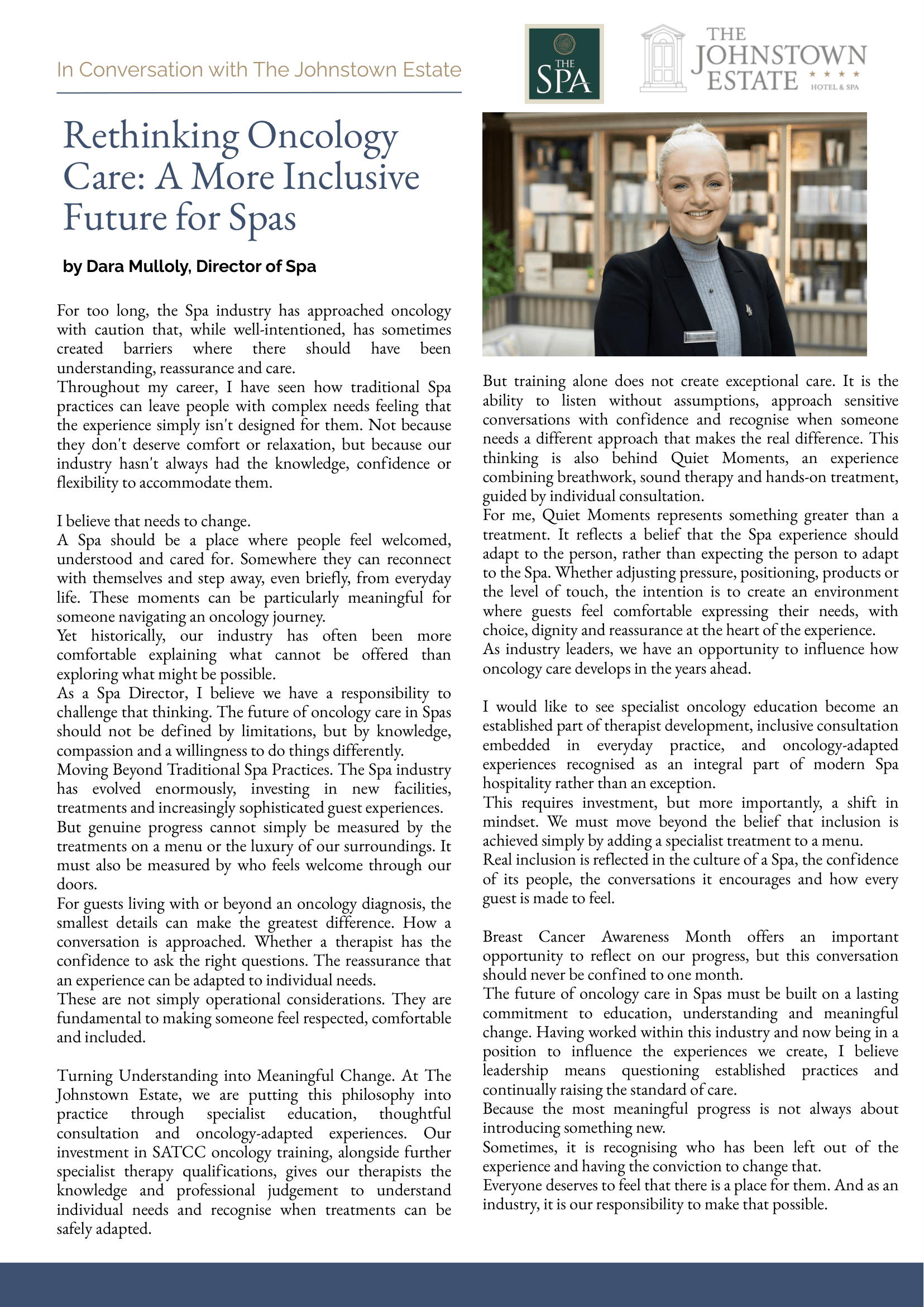 Rethinking Oncology Care: A More Inclusive Future for Spas